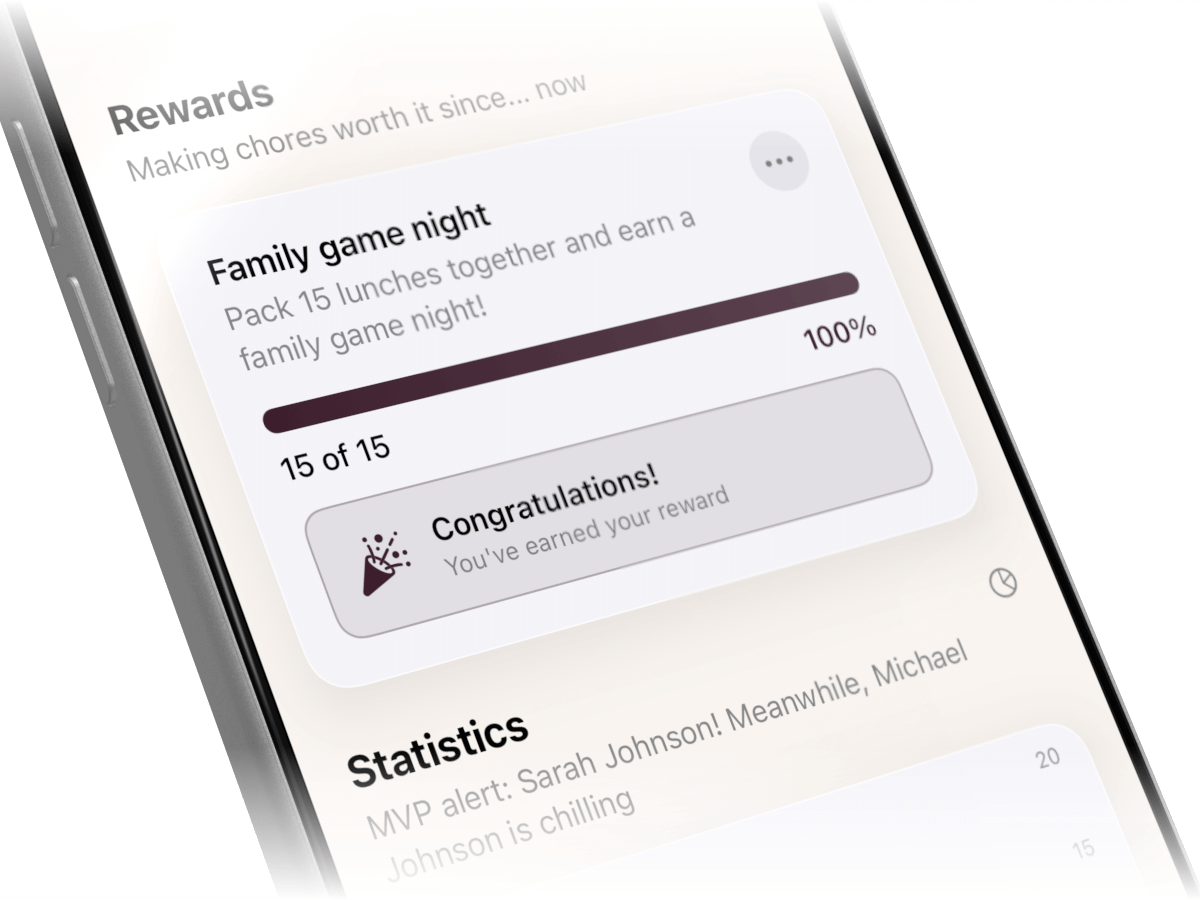 Chores app rewards system for completing household tasks